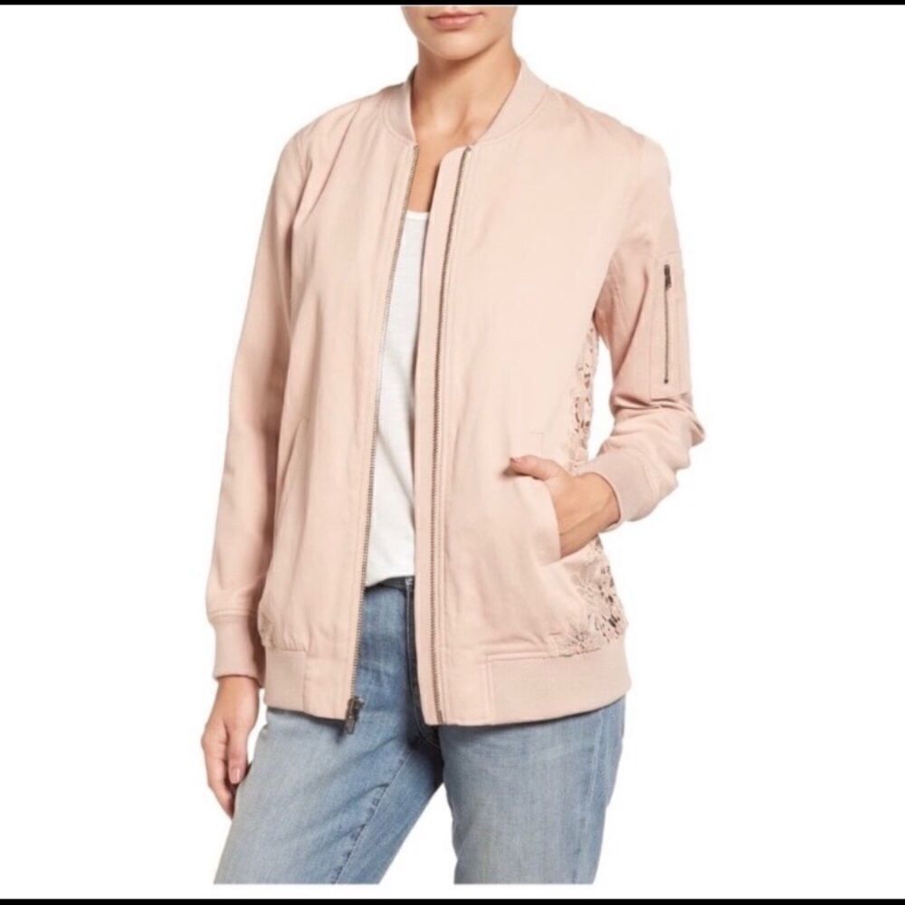 Nwt- CHELSEA28 Lace Back Bomber Jacket